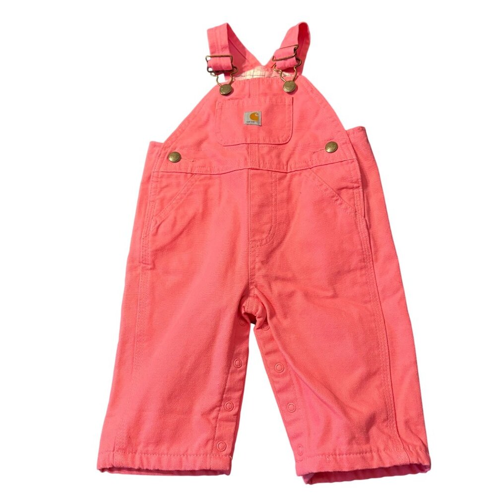 Carhartt Baby Girls Pink Cotton Overalls 6M